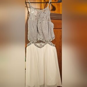 Elegant Gray and White & Grey Dress